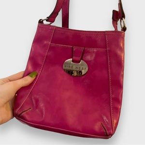 Magenta Nine West Leather Crossbody Bag